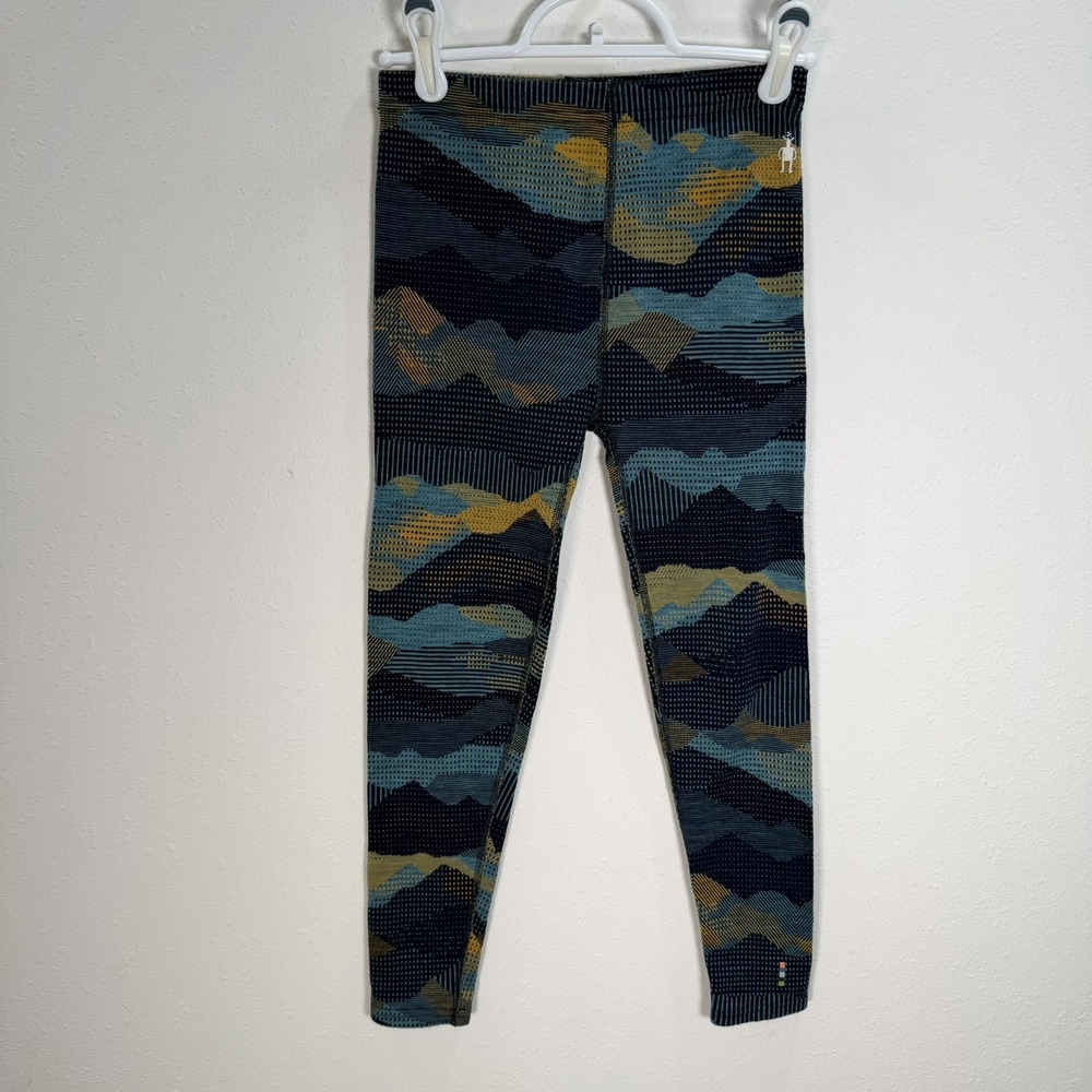 Smartwool Kids Pants 100% Merino Wool Baselayer Sz M Boys Girls Blue Mountains